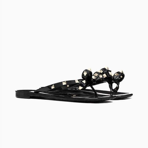 Valentino Garavani Rubber Rockstud Thongs in Black Size 39 - Picture 6 of 10